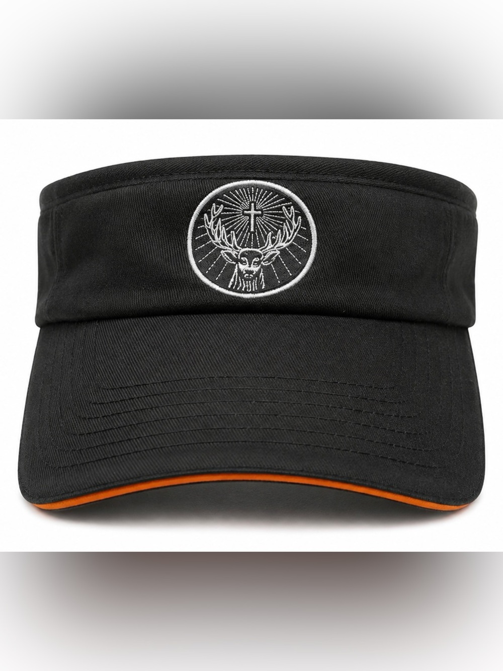 Jagermeister Black Visor with White Stag Emblem and Orange Trim